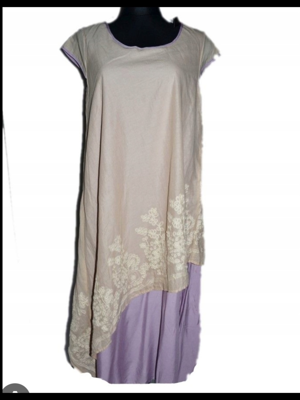 Zanzea Lilac & Beige Layered Dress